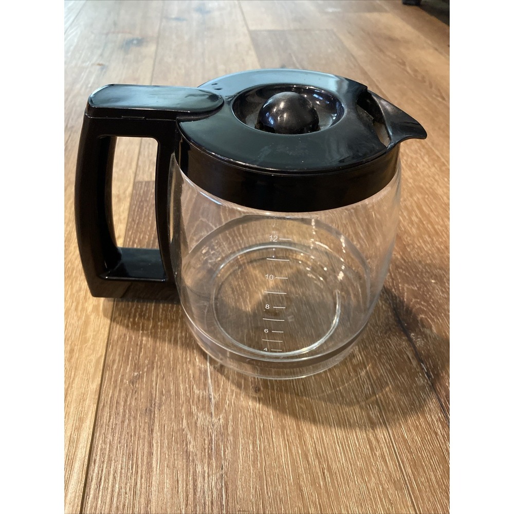 Cuisinart 12 Cup Coffee Maker Replacement Carafe Glass Pot Black w Lid